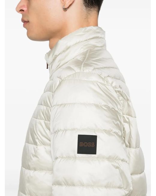 Boss Natural Logo-Patch Padded Jacket for men