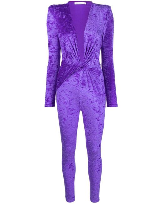 Amen Twisted Crushed-velvet Jumpsuit in Purple | Lyst Canada
