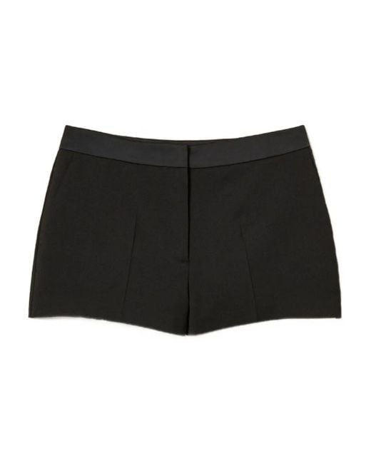 Twinset White Satin-Detail Shorts