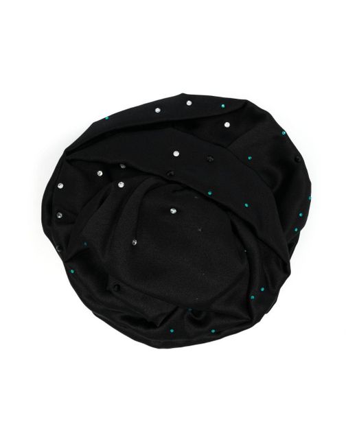 MANURI Black Floral-detail Silk Brooch