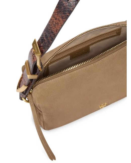 Pinko Brown Medium Crossbody Boston Bag