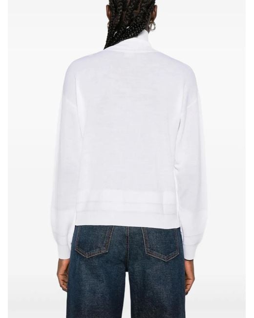 Eleventy White Turtleneck Wool Sweater
