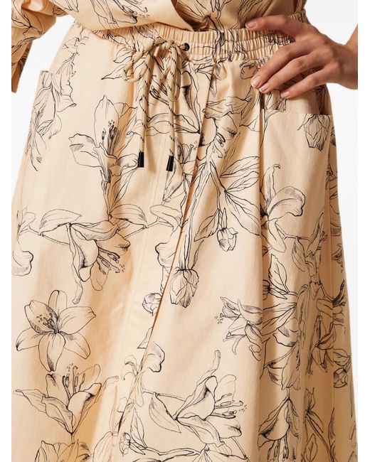 Twinset Natural Midi Bull Skirt With Floral Print