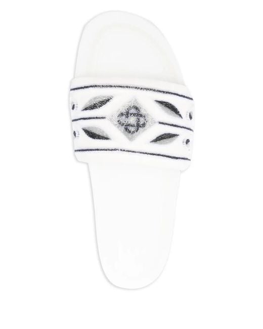 Casablanca White Embroidered Slides for men