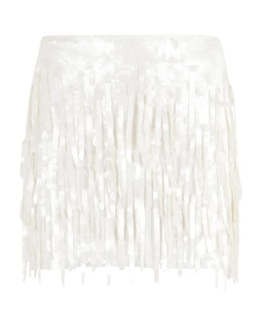 Staud White Supernova Fringe Skirt