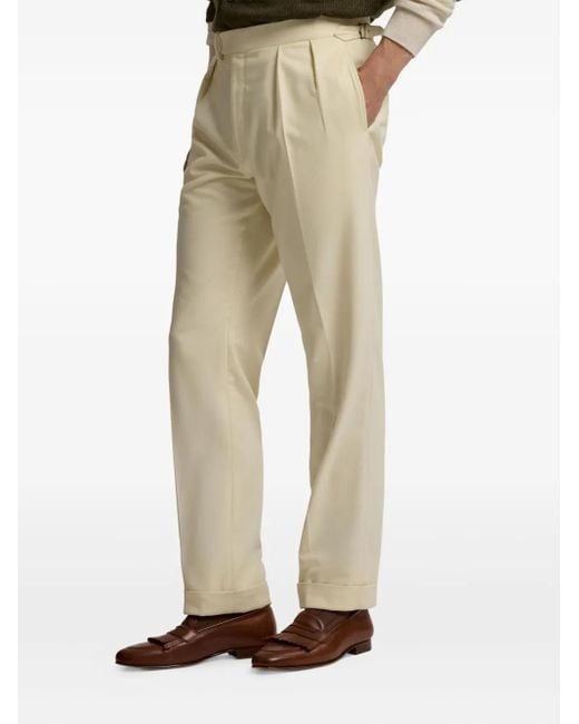 Ralph Lauren Natural Pleated Wool Trousers for men