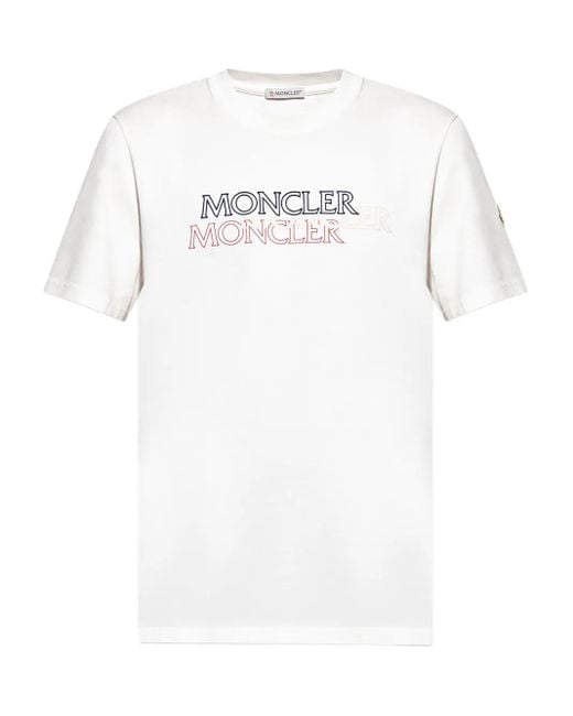Moncler White Logo-Print Cotton T-Shirt for men