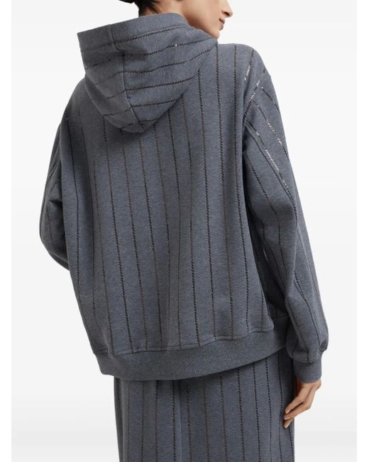 Felpa Con Paillettes E Cappuccio di Brunello Cucinelli in Gray