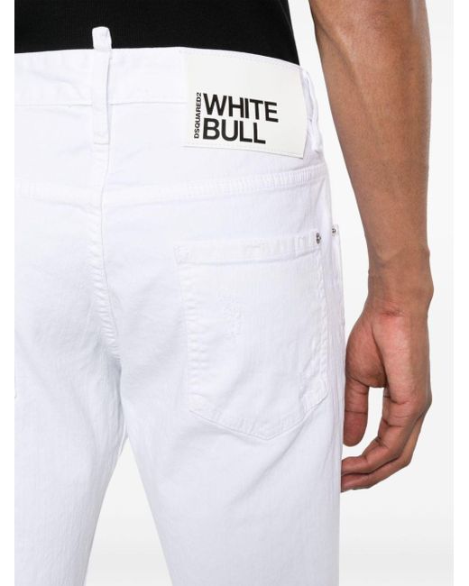 Jeans slim White Bull Skater a vita media di DSquared² da Uomo