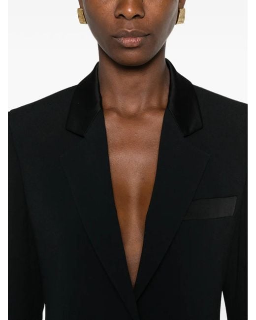 Emporio Armani Black Satin-Trim Single-Breasted Blazer