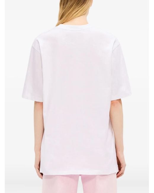 MSGM White Graphic-Print T-Shirt