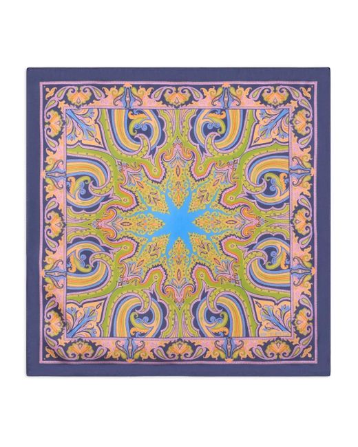 Etro Blue Silk Pocket Square for men
