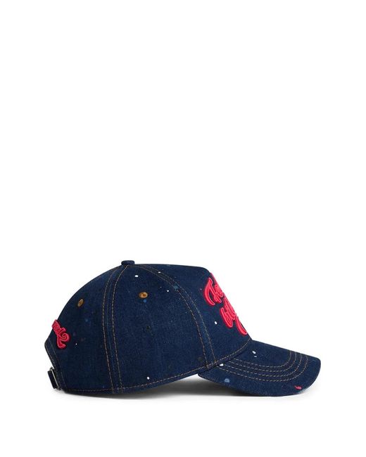 DSquared² Blue Casquette À Effet Tâches De Peinture Et Logo