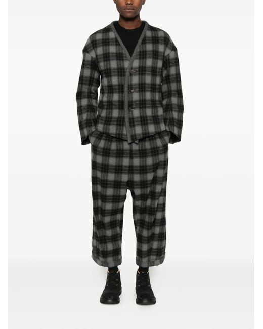 Individual Sentiments Black Plaid-Pattern Cardigan for men