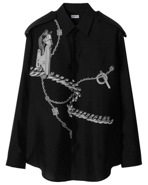 Burberry Black Silk Shirt for men