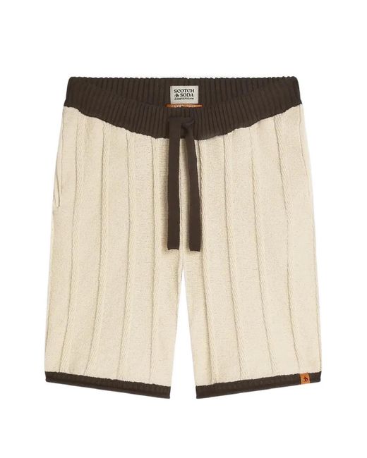 Scotch & Soda Natural Ribbed-Knit Drawstring Shorts for men