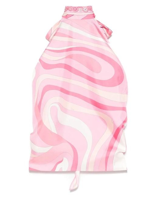 Emilio Pucci Pink Iride-Print Top