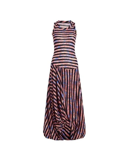 Proenza Schouler Purple Nour Printed Striped Midi Dress