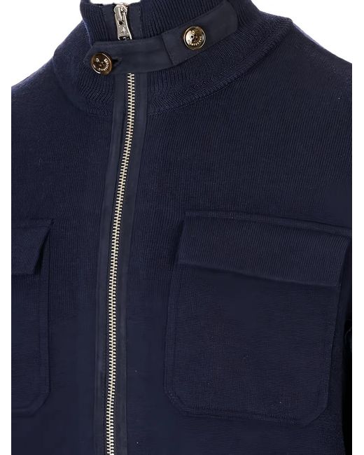Montecore Blue Zip-Up High-Neck Sweater for men