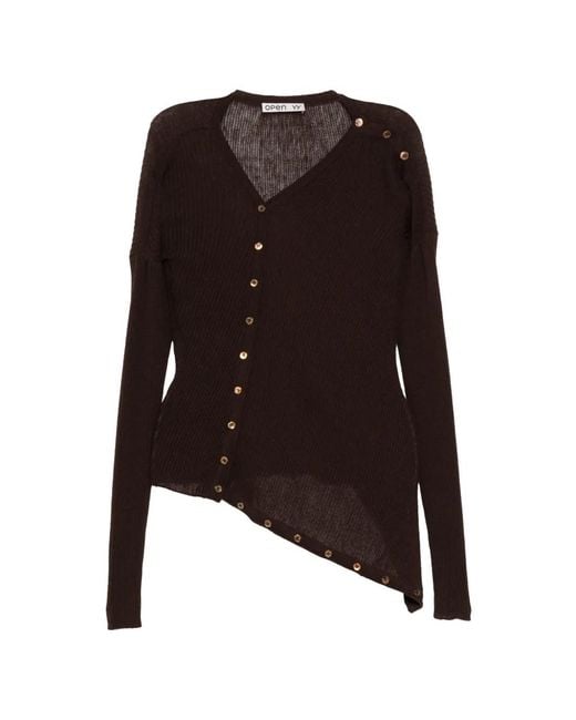 OPEN YY Brown Convertible Draped Cardigan