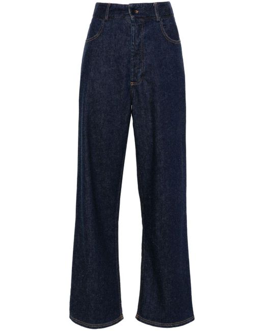 Baserange Blue High-waisted Straight-leg Jeans