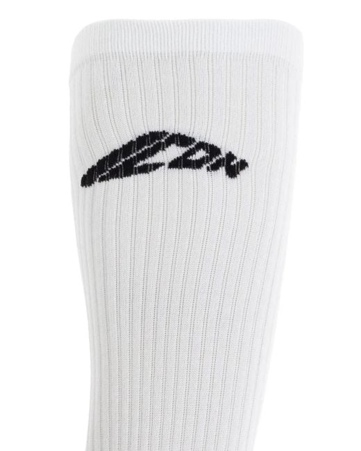 メンズ DSquared² リブ ロゴ 靴下 White