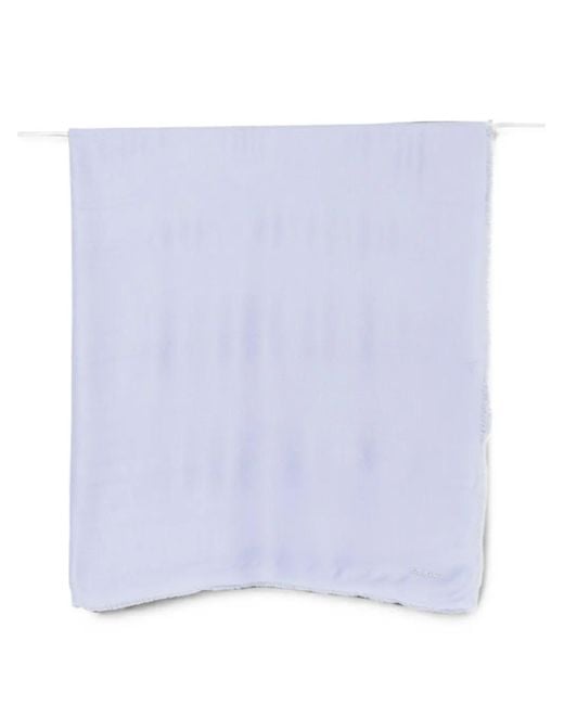 Blugirl Blumarine Blue Logo-Jacquard Frayed Scarf