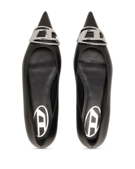 DIESEL Black D-Venus Leather Ballerina Shoes