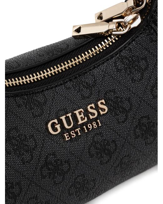 Bolso shopper Monogram con cremallera Guess de color Black