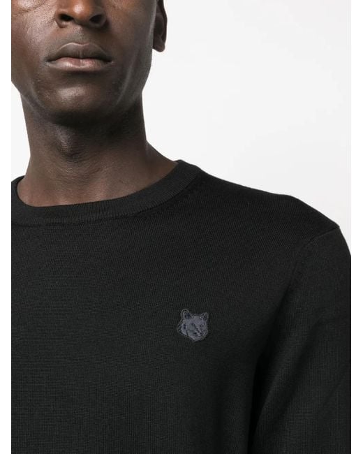 Maison Kitsuné Trui Met Logopatch in het Black voor heren