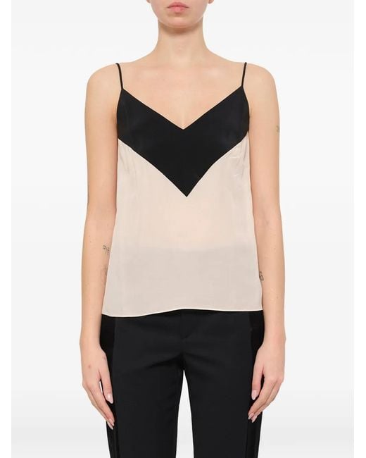 Lanvin Black Chevron-Panel Camisole Top