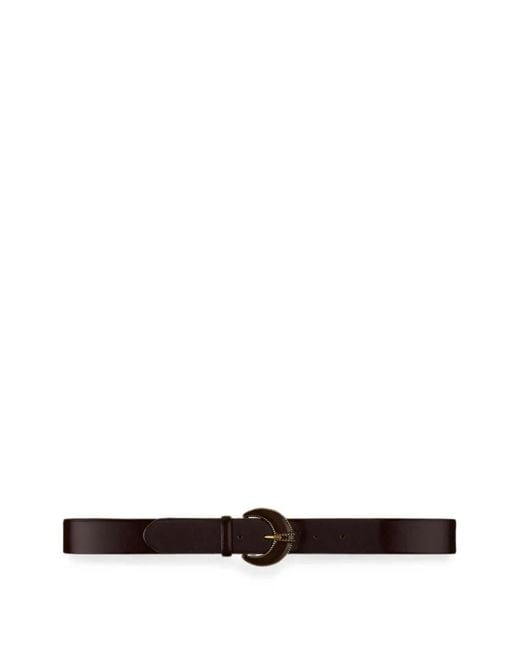 Ba&sh White Brendon Crescent-Buckle Leather Belt