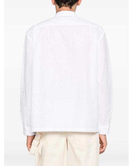 BAZISZT White Minister Floral-Lace Shirt for men