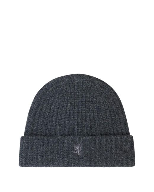 Pringle of Scotland Blue Ribbed Cashmere Beanie