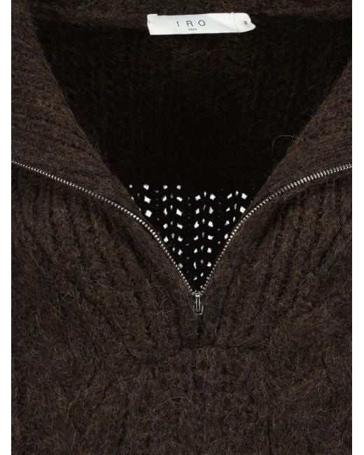 IRO Black Zip High-Neck Sweater