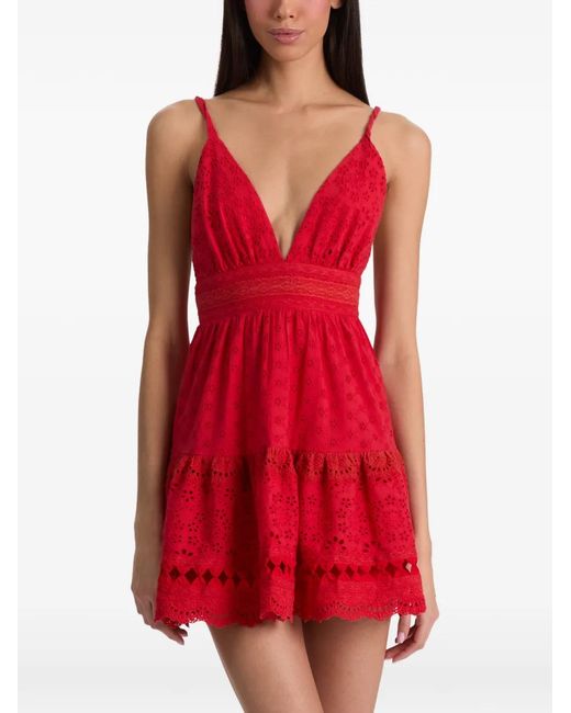 Alice + Olivia Broderie-Anglaise Tiered Dress