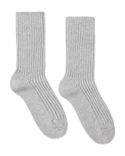 Alanui Gray Ribbed Cashmere Socks