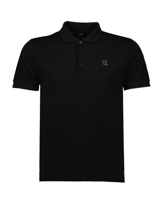 Polo Con Logo Bordado Fendi de hombre de color Black