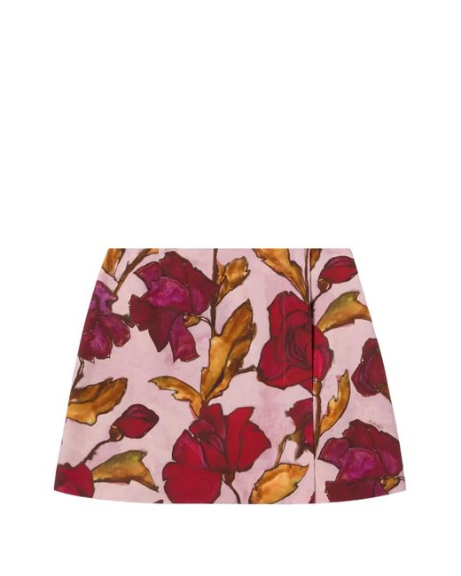 LaDoubleJ Red Floral Mini Skirt