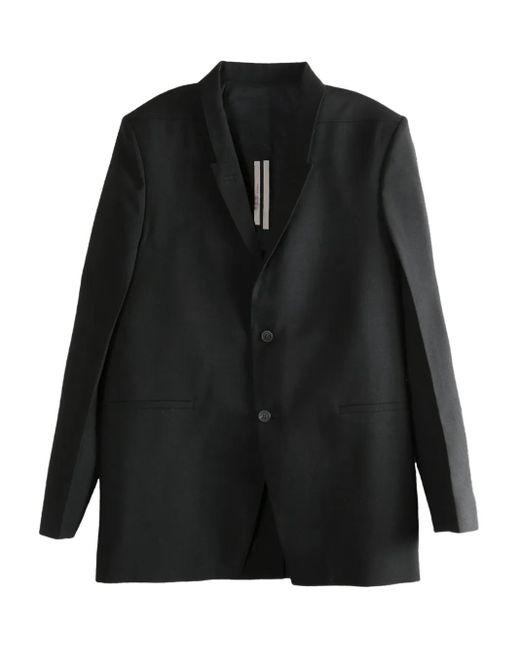 Rick Owens Black Three-Button Back-Strap Jacket for men