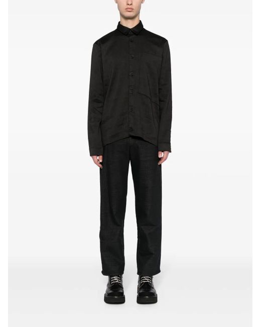 Transit Black Patch-Pocket Button-Up Shirt for men