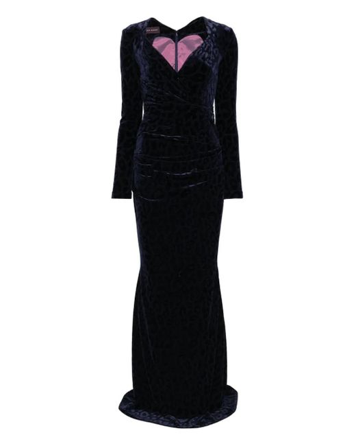 Talbot Runhof Black Animal-Pattern Dress