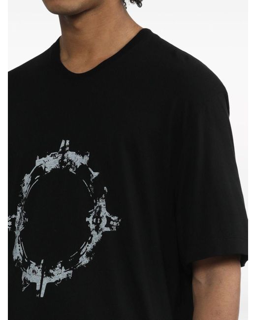 Julius Black Abstract-print Crew-neck T-shirt for men