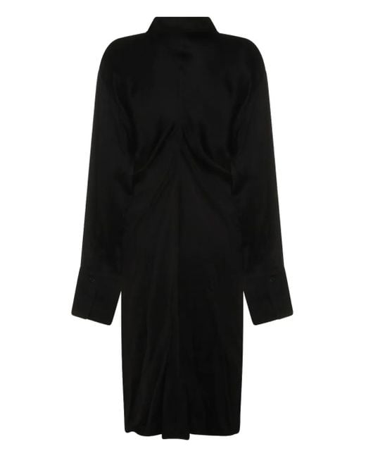 Totême Black Button Collared Midi Dress