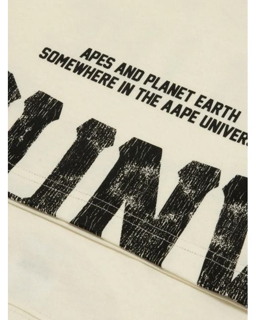 Aape By A Bathing Ape White Logo-Print Cotton T-Shirt for men
