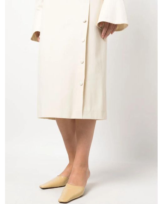 Bally White Button-Up Long-Sleeves Dress