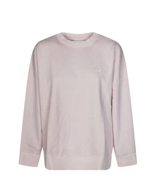 Sun 68 Pink Logo-Embroidered Sweatshirt