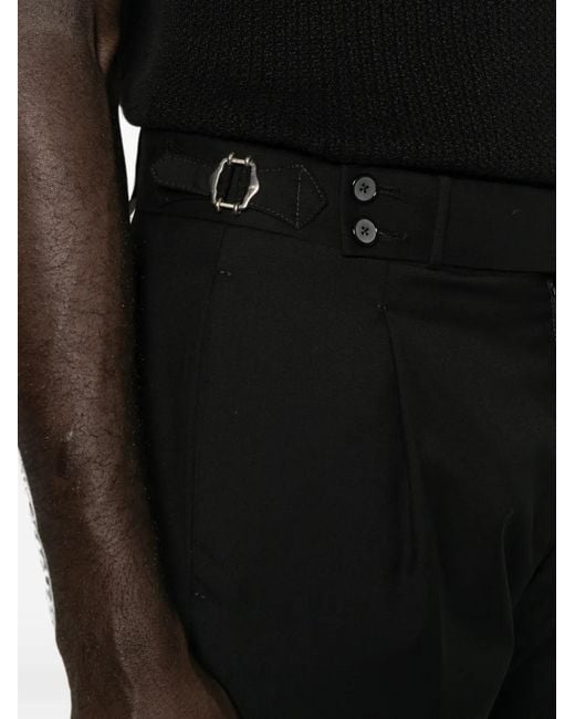 Tagliatore Black Buckle-Detail Trousers for men