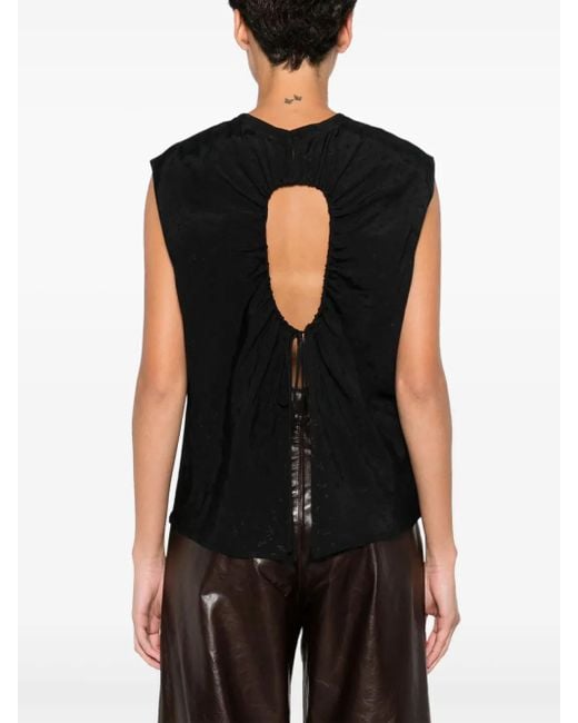Pinko Black Jacquard Sleeveless Top