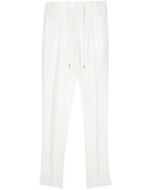 Slim-fit linen trousers di Tagliatore in White da Uomo